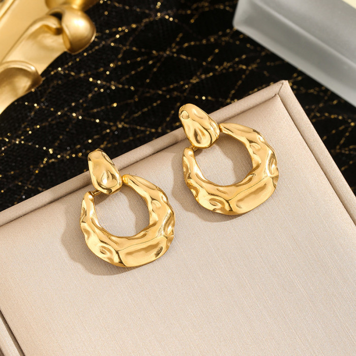 Fashion Personality INS Minimalist Style Earrings for Women, Niche High-end Irregular Titanium Steel Earrings Wholesale