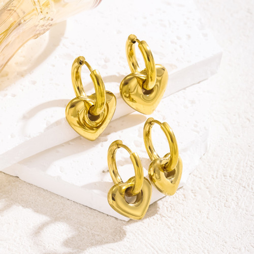French Retro Earrings Simple 18K Gold Plated High-end Heart-shaped Earrings Niche Design Earrings Hoops