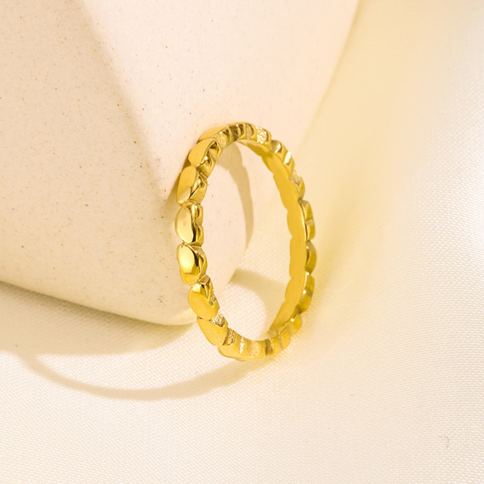 Amazon New Heart-Shaped Spliced Stainless Steel Ring for Women Hollow Heart Ring Couple Versatile Trendy Jewelry
