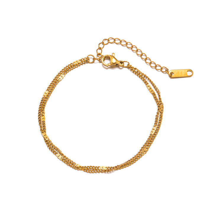 Japanese Style Simple Fresh Double Layer Pressed Titanium Steel Bracelet Ladylike Temperament Niche Sweet Design Sense Hand Jewelry