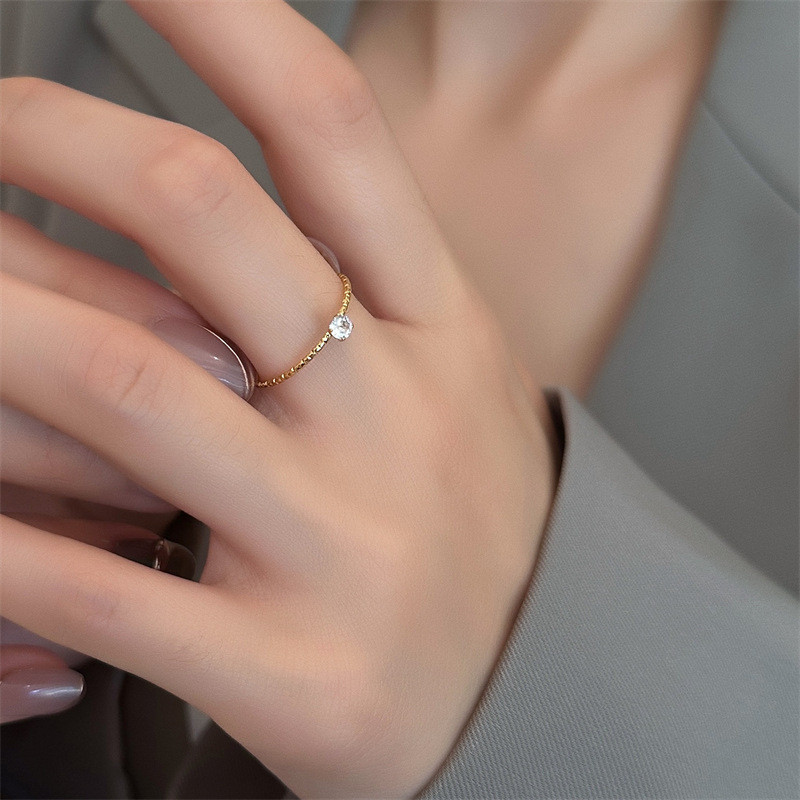 Shining High-End Niche Light Luxury Mini Diamond 18K Gold Ring Diamond Ring for Women Starry Sky Ring Elegant Jewelry