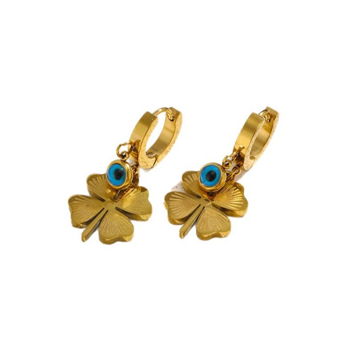 Exquisite Four-leaf Flower Earrings Demon Eye Light Luxury Earrings High-end Sense Earrings Elegant Fashion Ear Jewelry