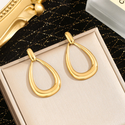 French Style Water Drop Metal Earrings for Women Oval Exaggerated European and American Style Elegant Earrings High-end Luxury Drop Earrings Stud Earrings Wholesale