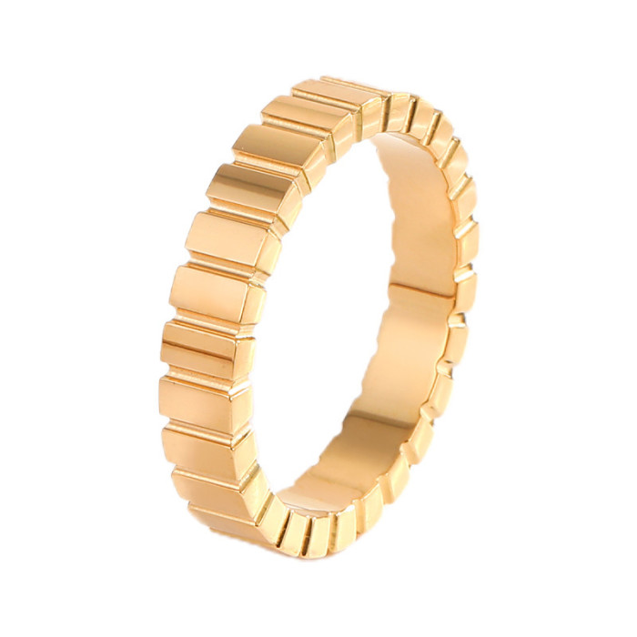 European and American INS Minimalist Cool Style Ring Titanium Steel Non-Fading High-End Design Index Finger Striped Gold and Silver Ring