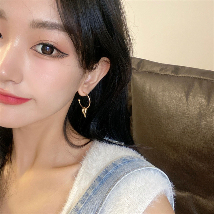 INS Style Trendy Fashion Personality Heart Pendant Earrings Titanium Steel Gold Plated Elegant Ear Jewelry Wholesale