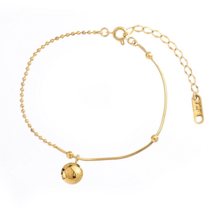 Little Golden Bean Lucky Titanium Steel Anklet for Women Trendy Korean Version Best Friend Splicing Ankle Chain Inter...