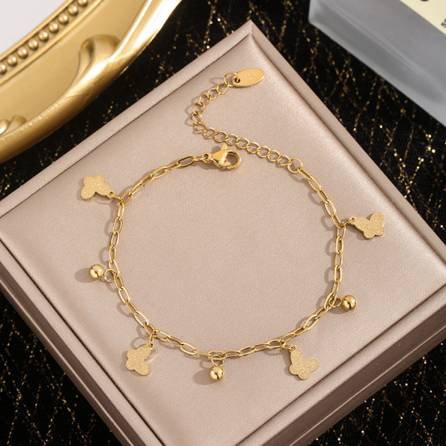 Titanium Steel Non-Fading Butterfly Fairy Bracelet for Women, Internet Celebrity Style Tassel Butterfly Hand Jewelry,...