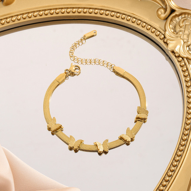 European and American Cross-Border Titanium Steel Non-Fading Butterfly Bracelet Snake Bone Chain High-End Light Luxury Design Versatile Luxurious Jewelry Accessories