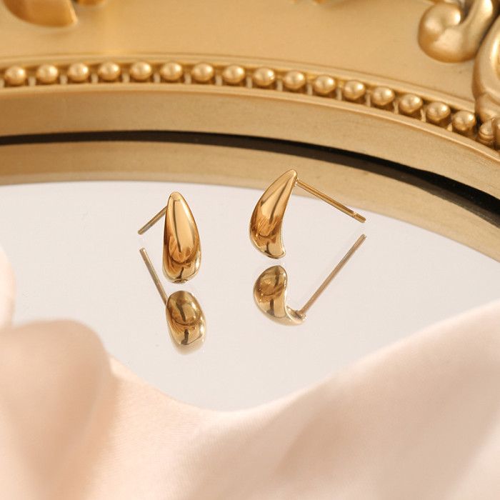Minimalist Water Drop Earrings Studs for Women Light Luxury Niche 18K Gold Plated Versatile 2024 New Cool Style Earrings