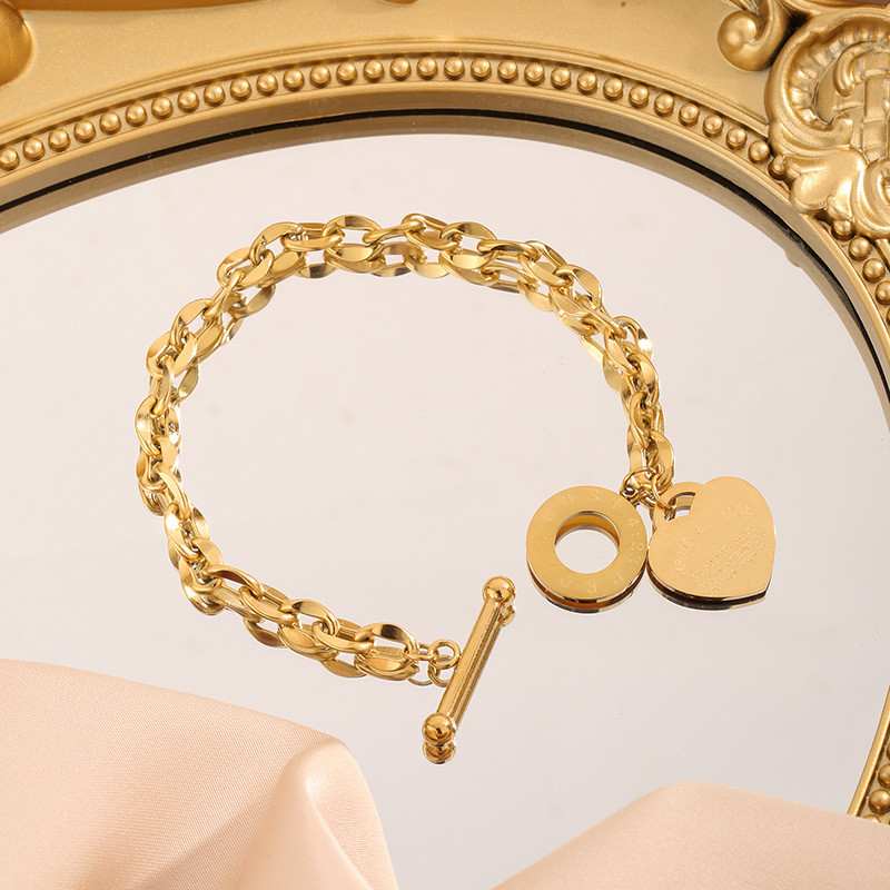 Europe and America Cross Border Hot Sale Love Stainless Steel Jewelry Personality All-Match Jewelry Ot Buckle Popular Titanium Steel Bracelet