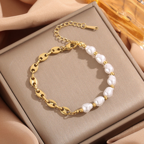 Fashion Design Niche Love Super Shiny Pig Nose Pearl Titanium Steel Bracelet for Women Slim Minimalist Bracelet Jewelry Simple