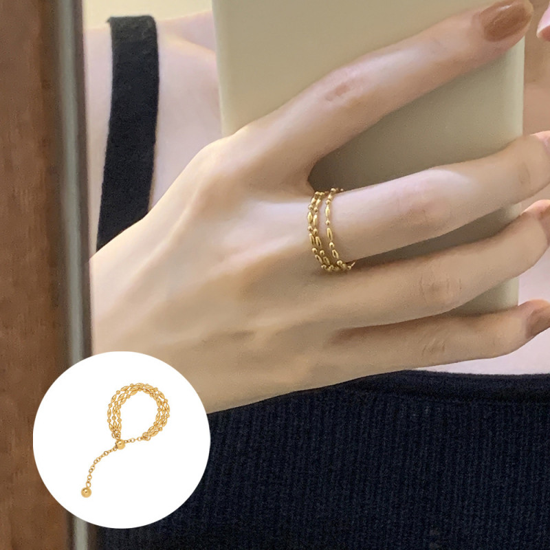 European and American Cross-Border Hot-Selling Three-Layer Pull Bead Chain Pull Titanium Steel Bracelet for Women, Minimalist Style, Niche Design, Trendy