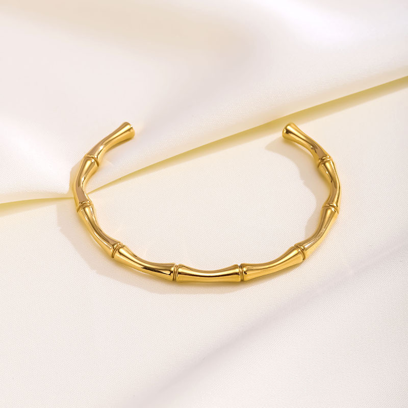 European and American Cross-Border New Half-Open Bamboo Joint Bracelet Niche High-End Summer Bracelet for Women Elegant Versatile Fashion Bracelet