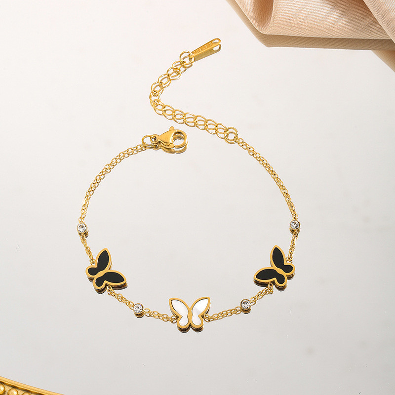 Cross-Border Hot-Selling Fashion Accessories Light Luxury Versatile Niche Design High-End Butterfly Jewelry Stainless Steel Bracelet for Women