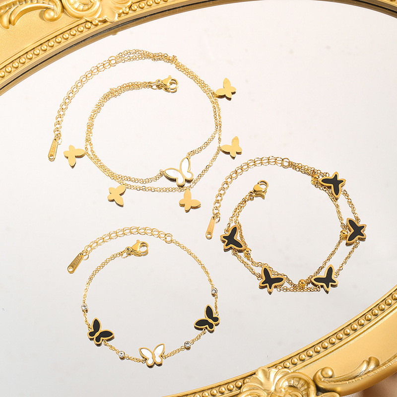 Cross-Border Hot-Selling Fashion Accessories Light Luxury Versatile Niche Design High-End Butterfly Jewelry Stainless Steel Bracelet for Women