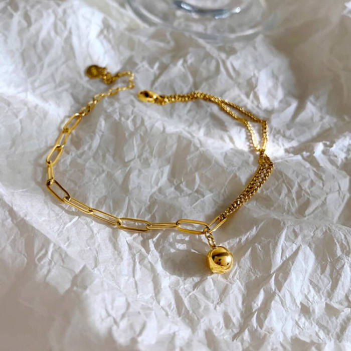 2024 New Trendy Small Gold Ball Bracelet for Women, 18K Gold Internet Celebrity Bracelet, High-End Titanium Steel, No...