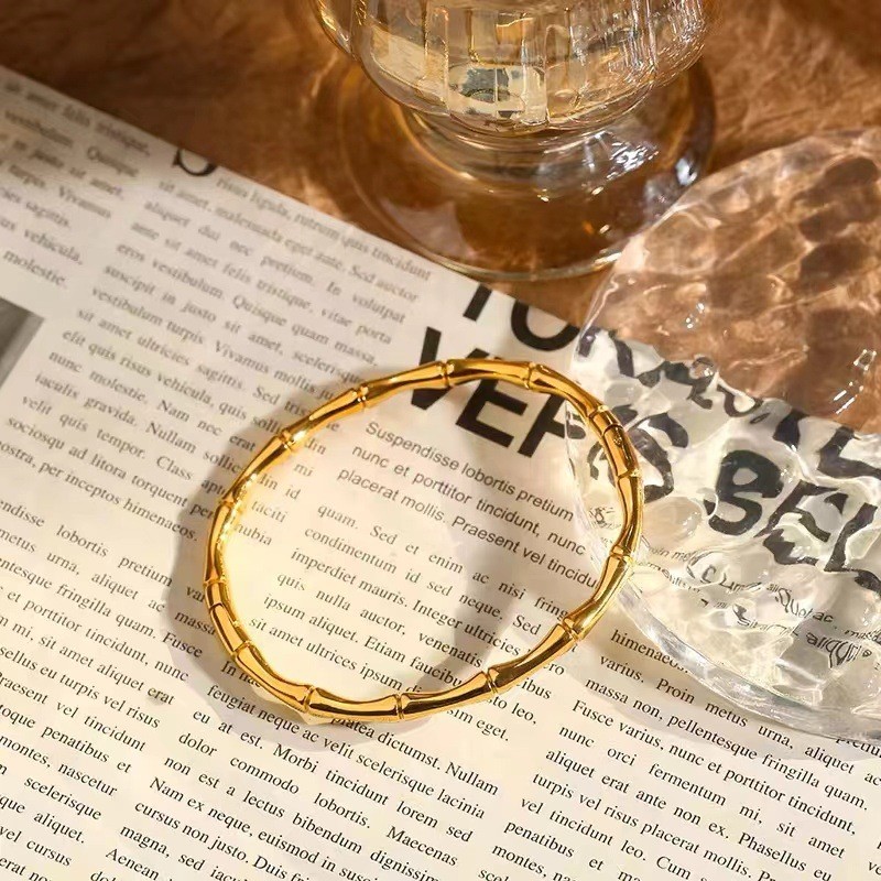 Traditional Craft Bamboo Knot Bracelet Simple Fashion Titanium Steel Solid Bracelet Non-Fading Women's Jewelry