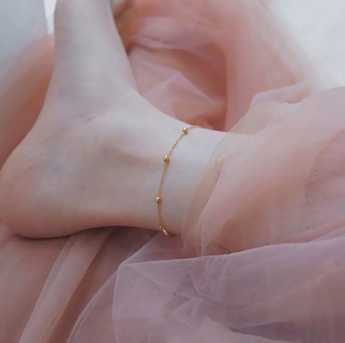 Live Broadcast Simple Niche Gourd Love Titanium Steel Anklet Ladies Beach Anklet Girls All-Match Jewelry Does Not Fade