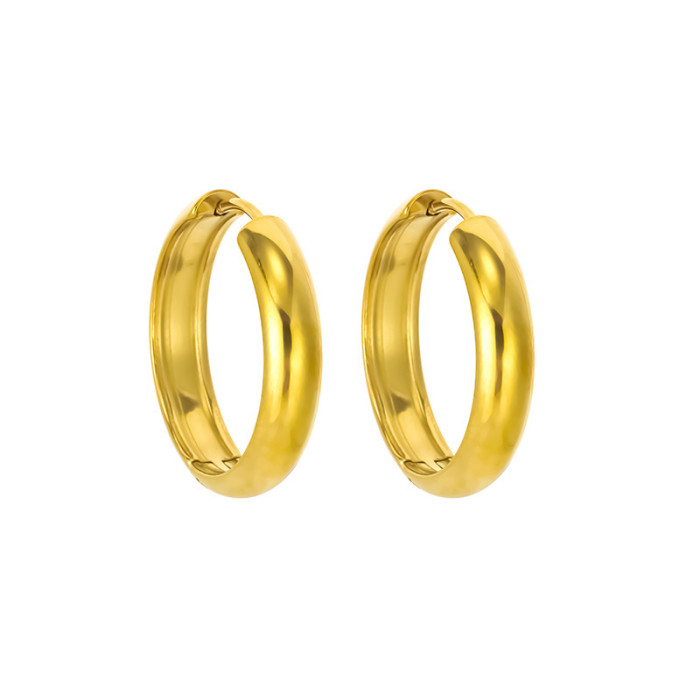 High-Quality Titanium Steel Hoop Earrings Non-Fading Simple Elegant Petite Stud Earrings Round Stainless Steel Ear Je...