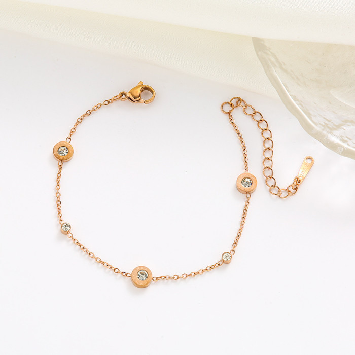 High-End Small Diamond Titanium Steel Bracelet Niche Design Light Luxury Niche Exquisite Female Best Friend Simple Cold Style Two-Piece Set