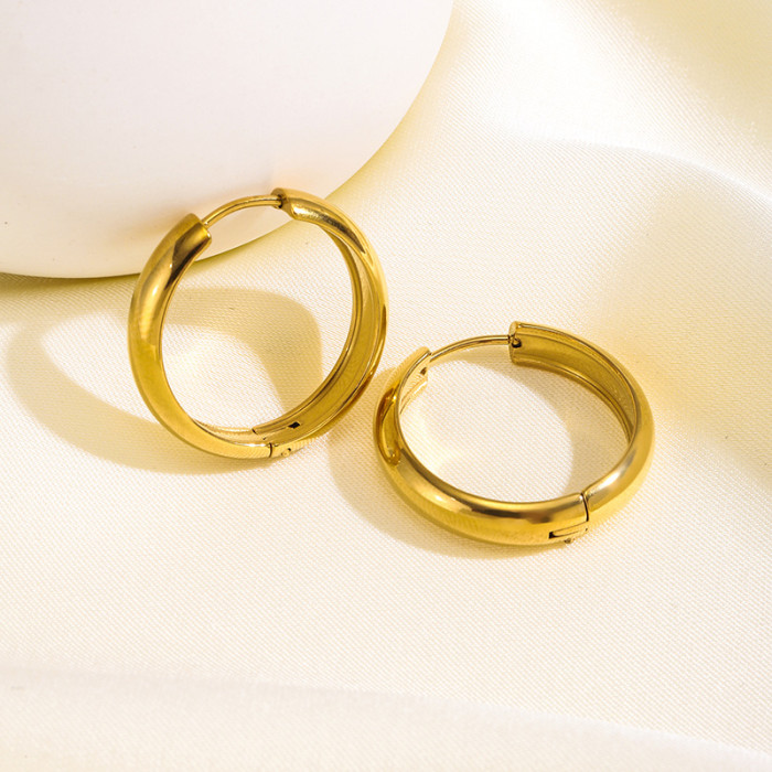 High-Quality Titanium Steel Hoop Earrings Non-Fading Simple Elegant Petite Stud Earrings Round Stainless Steel Ear Je...