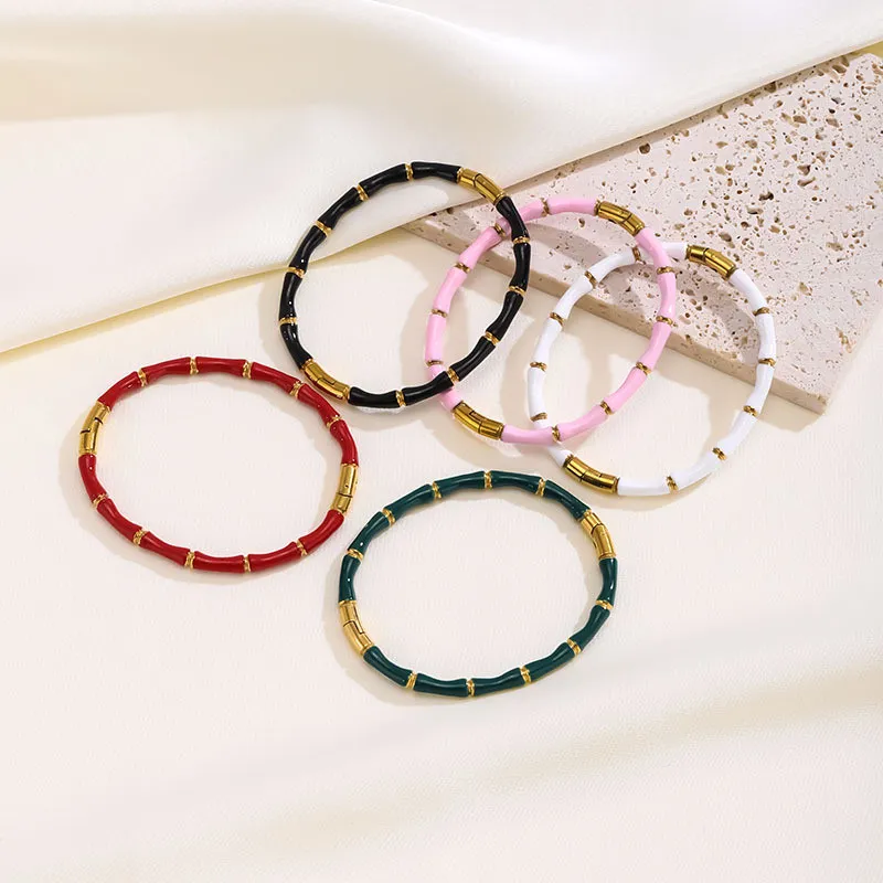 Amazon Bestseller Oil Drop Titanium Steel Bracelet Simple Personality Bamboo Knot Style Stainless Steel Bangle Non-Fading Jewelry for Women