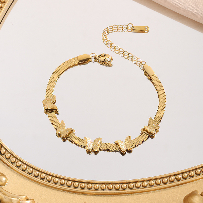European and American Cross-Border Titanium Steel Non-Fading Butterfly Bracelet Snake Bone Chain High-End Light Luxury Design Versatile Luxurious Jewelry Accessories