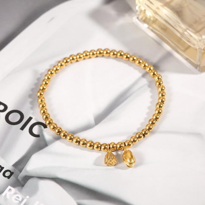 Internet Celebrity Same Style Two Lives Love Lotus Bracelet Ancient Method Inheritance Lotus Elastic Bracelet Titanium Steel Non-Fading Bead Jewelry