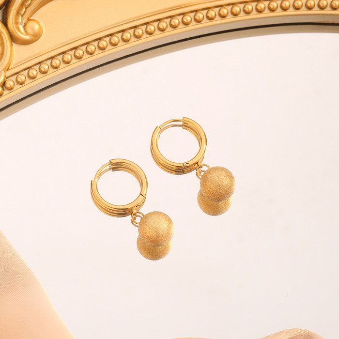 Style Metal Matte Round Ball Versatile Niche Design Light Luxury Collarbone Chain Pendant Versatile Jewelry Earring S...