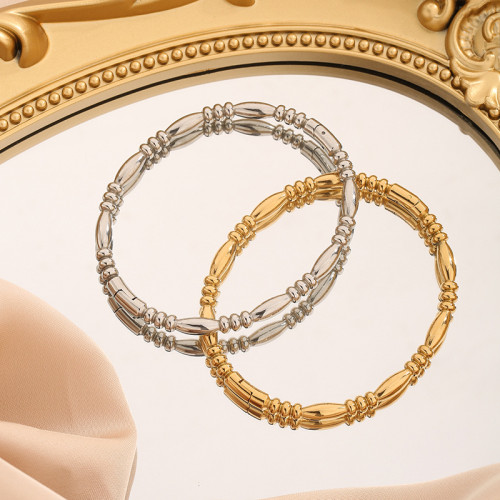 European and American Cross-Border Hot Sale New Ins Simple Bracelet Series 18K Gold Water Drop Round Bead Titanium Steel Plain Bracelet Wholesale