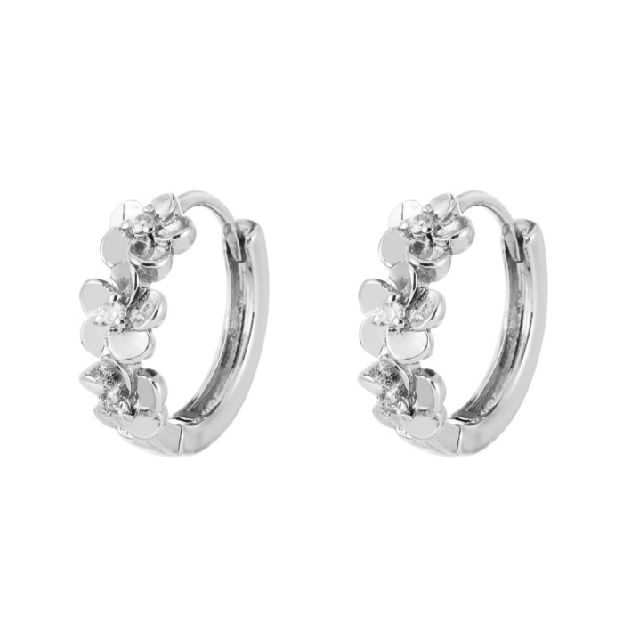 Hot-Selling Stone-Studded Three-Layer Flower Earrings for Women, Gold Commuting Stud Earrings, Light Luxury Natural...