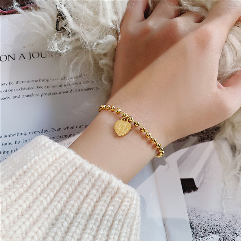 Korean Version New Heart Titanium Steel Bracelet for Women Simple Elegant Niche Design Wholesale Fashion Women's Bracelet Wholesale
