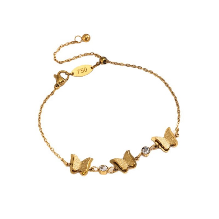 Cross-Border Wholesale European and American Niche Design Simple Versatile Personality Fashion Three-Dimensional Butterfly Pull Chain Titanium Steel Bracelet