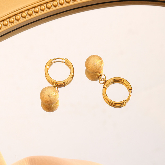 European and American Cross-Border INS Style Fashion New Simple 10mm Matte Round Bead Earrings Fashion Titanium Steel Ear Cuff Jewelry
