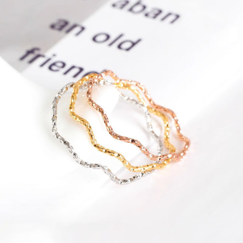 2024 New Fine Flash Wave Texture Ring Female Index Finger Niche Light Luxury Exquisite Design High-end Sense Plain Ring fashion