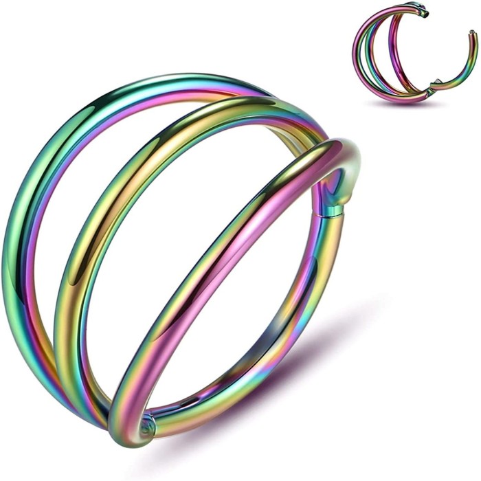 Hot Selling 316L Stainless Steel Seamless Hoop Earrings High-end Feel Three-layer Simple Ear Cuff Nose Ring Factory P...