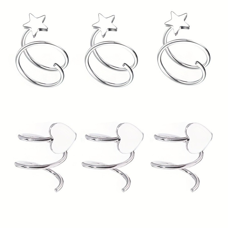 Cross-Border European and American Style Punk Stainless Steel Spiral Double Hoop Nose Ring Spring Earrings Piercing Jewelry Factory In Stock