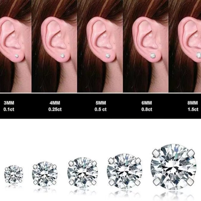 Hot-Selling Stainless Steel Zircon Earrings Four-Claw Integrated Earrings with Stone-Inlaid Twist Round Ball Earri...