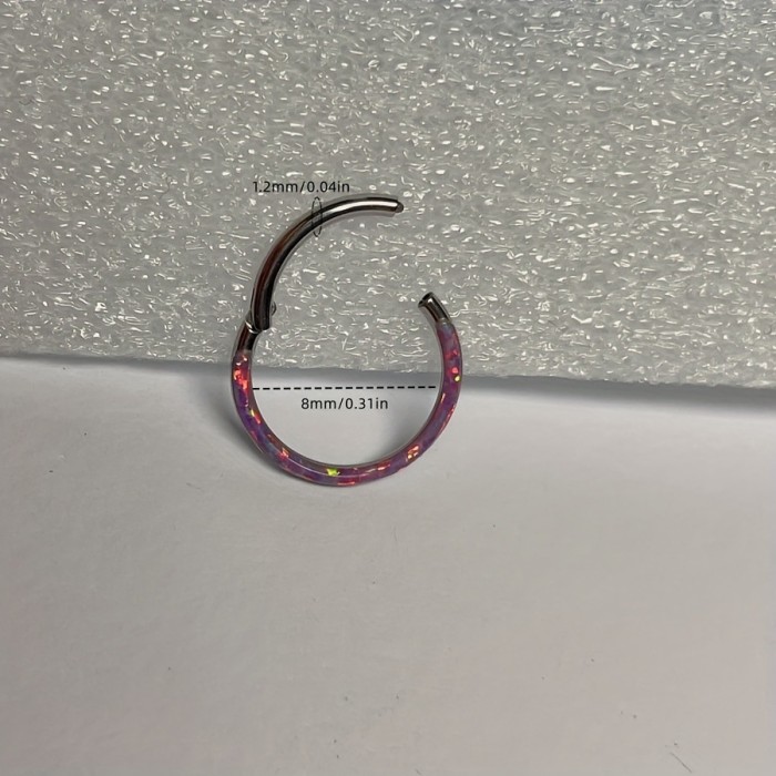 Cross-Border European and American Stainless Steel Opal Nose Ring Wholesale Earrings Lip Rings Nose Rings Multifunctional Ear Cartilage Rings Piercing Jewelry
