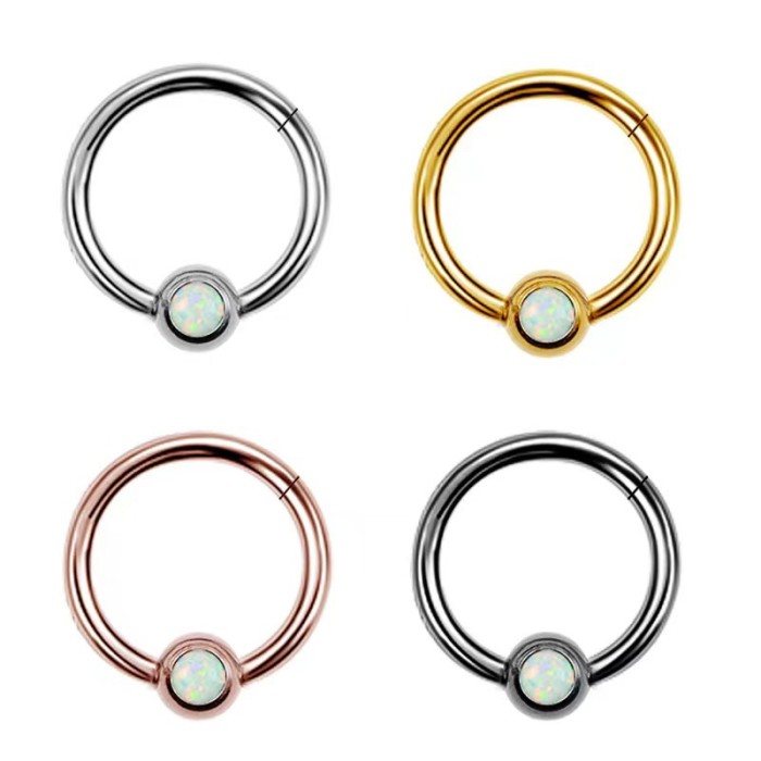 Cross-Border Hot Selling 316 Stainless Steel Multi-Purpose Clip Ball Inlaid Diamond Open Ring Seamless Ring Nose Ring Nose Ring Factory Direct Sales