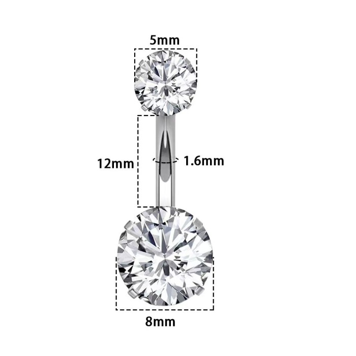Amazon Temu AliExpress Cross-Border Hot Sale Stainless Steel Belly Button Ring 4-Prong Zircon Piercing Jewelry In Stock Wholesale
