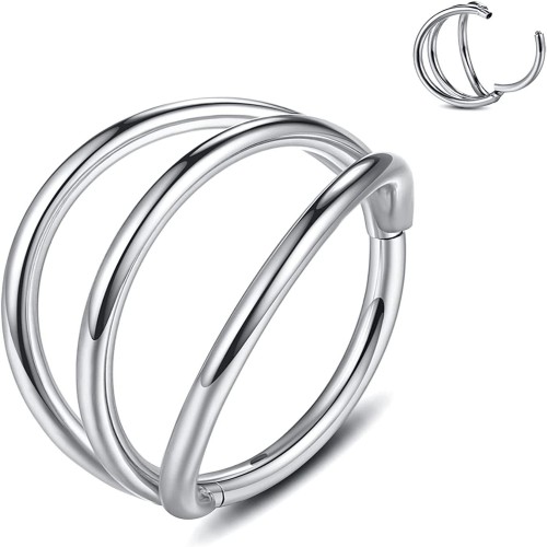 Hot Selling 316L Stainless Steel Seamless Hoop Earrings High-end Feel Three-layer Simple Ear Cuff Nose Ring Factory Price