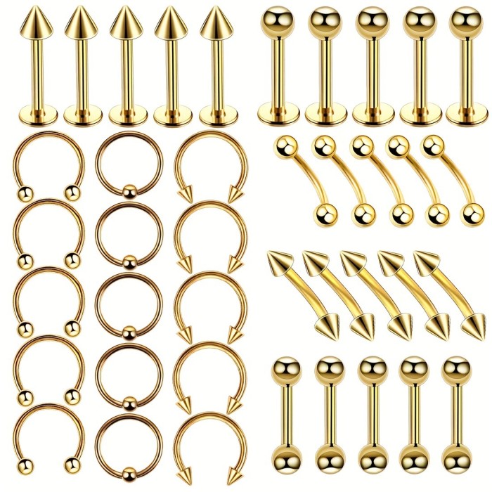 Hine TEMU Cross-Border E-commerce Hot-Selling Body Piercing Jewelry 85 Mixed Set Nose Studs Nose Rings Lip Rings Tongue Studs