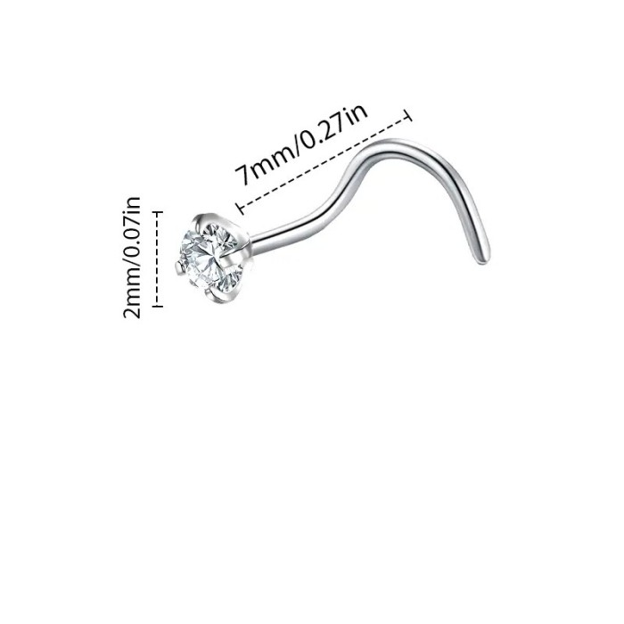 Stainless Steel Zircon Nose Stud S Rod Bent Rod Simple Fashion Heart Shape Star Shape Piercing Jewelry European and American Cross-Border Wholesale