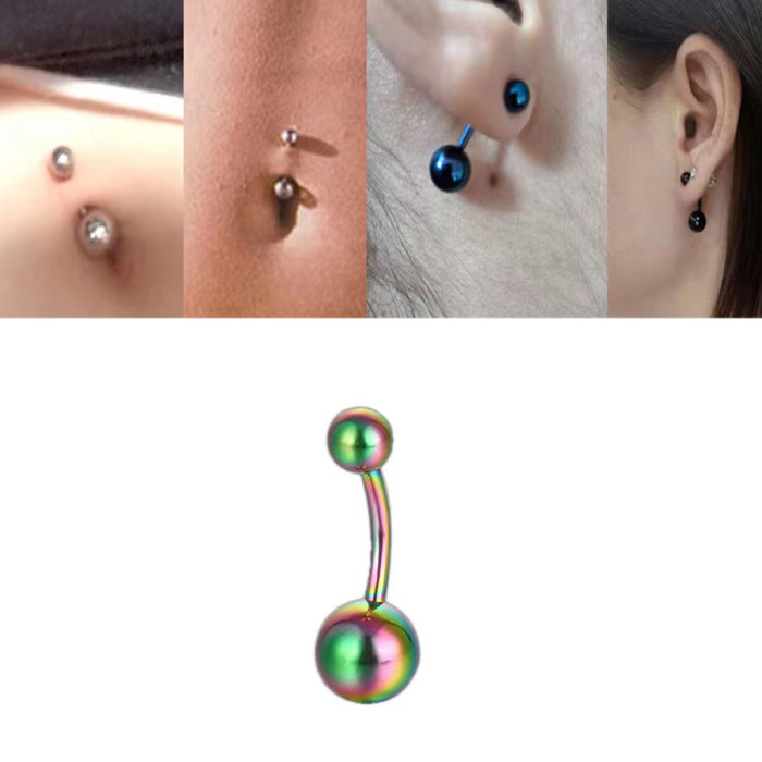 Amazon TEMU Xiyin Cross-Border Hot-Selling Stainless Steel Belly Button Ring Titanium Steel Vacuum Electroplated Belly Button Ring Factory Wholesale