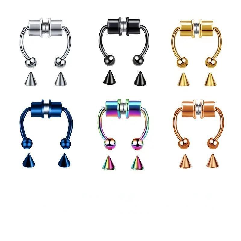 No-Piercing Magnetic Nose Ring Cross-Border No Piercing Magnetic Fake Nose Stud Nose Clip Nose Hoop Stainless Steel Nose Ring Wholesale