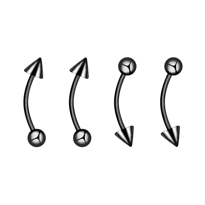 European and American Cross-Border New Titanium Steel Cone-Shaped Bent Rod Round Head Eyebrow Stud Lip Stud Personality Demon Stud Piercing Jewelry Wholesale