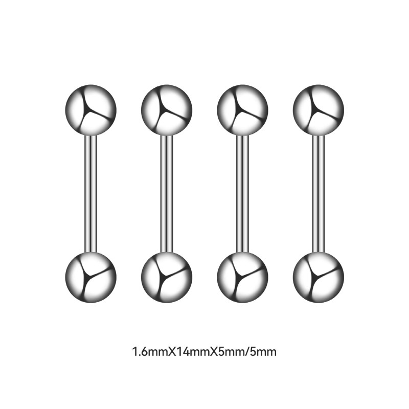 14G Thick Barbell Tongue Piercing Double Ball Barbell Tongue Stud Vacuum Electroplated Ear Bone Stud Titanium Steel Piercing Jewelry Wholesale