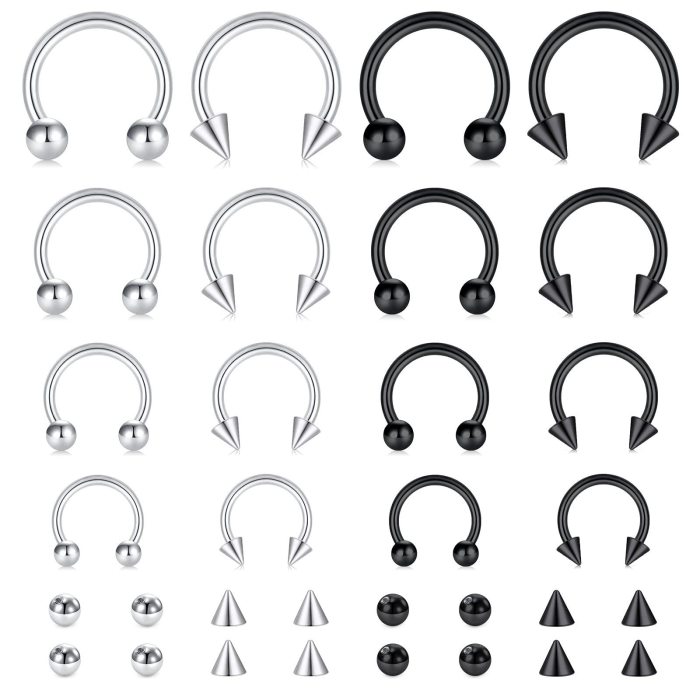 Amazon Xiyin Best-Selling Stainless Steel Horseshoe Ring Universal Clip Ball Ring Multiple Combination Sets Factory D...