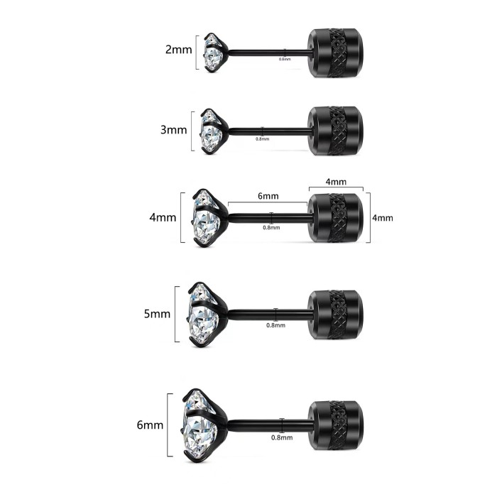 Hot Selling Simple Titanium Steel Double Stone Stud Earrings Ear Bone Stud Stainless Steel Four-Claw Zirconia Earri...